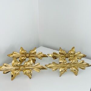Gold Tone Bow Vintage Made in India Heavy Curtain Tie Back 4 Pieces